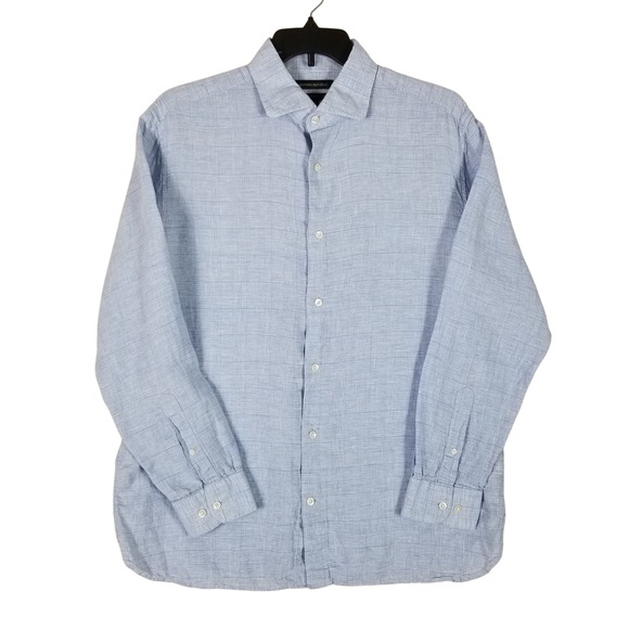 Banana Republic Other - Banana Republic Button Down Men XL Blue Tailored Slim  Linen Long Sleeve Shirt